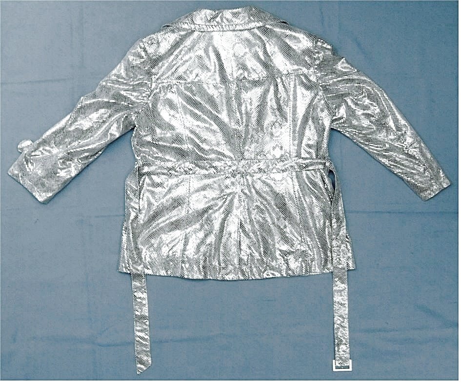 Gil Bret Damen-Jacke mit glitzerndem Netzmuster - Farbe metallic / siber - Größe 44