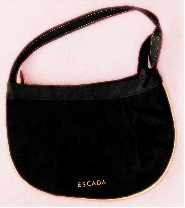 kleine Parfüm-Tasche  / Beauty Case von Escada - schwarz / innen goldfarbig - unbenutzt - wie neu