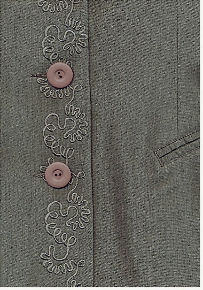 Damenjacke labella - Größe M - grünlichgrau - Mit Stickerei