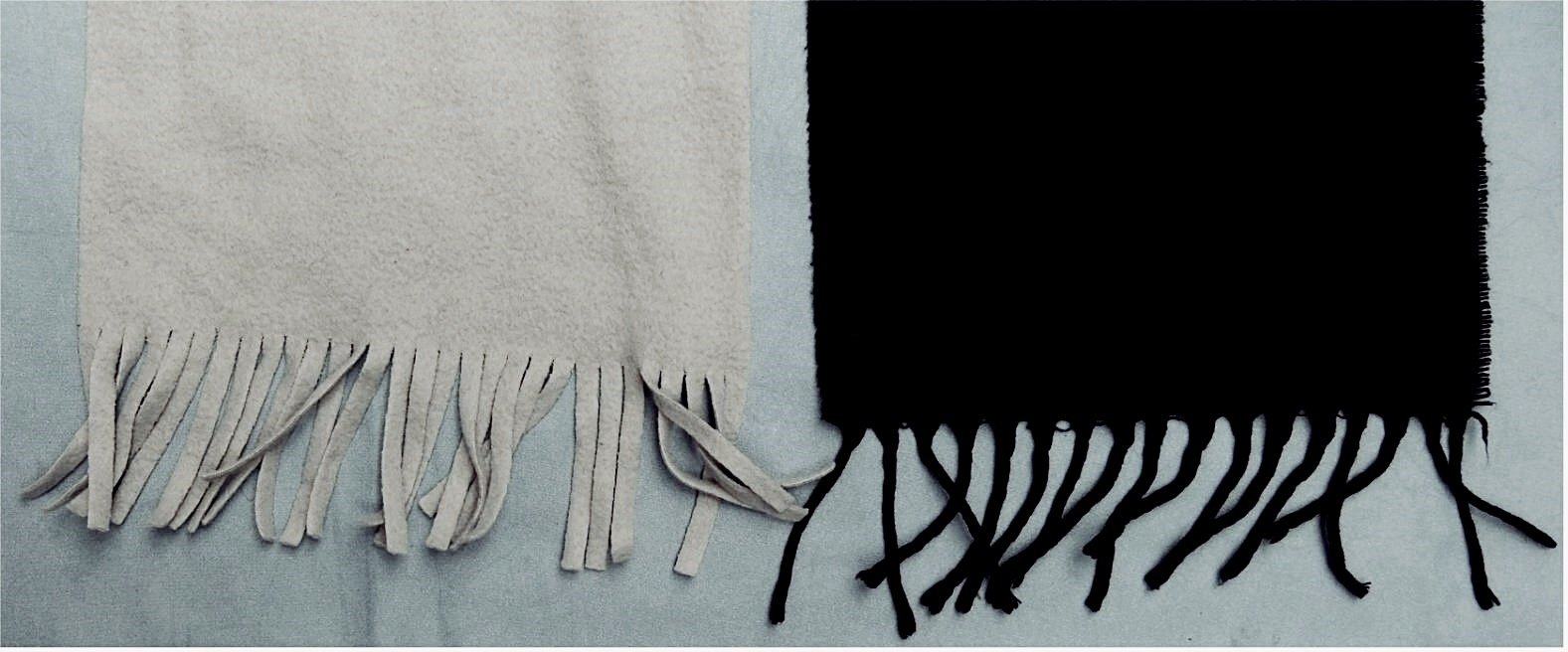 2 x Herren-Schal - Wollfilz Baumwollmischung in schwarz - Schafwolle in hellgau