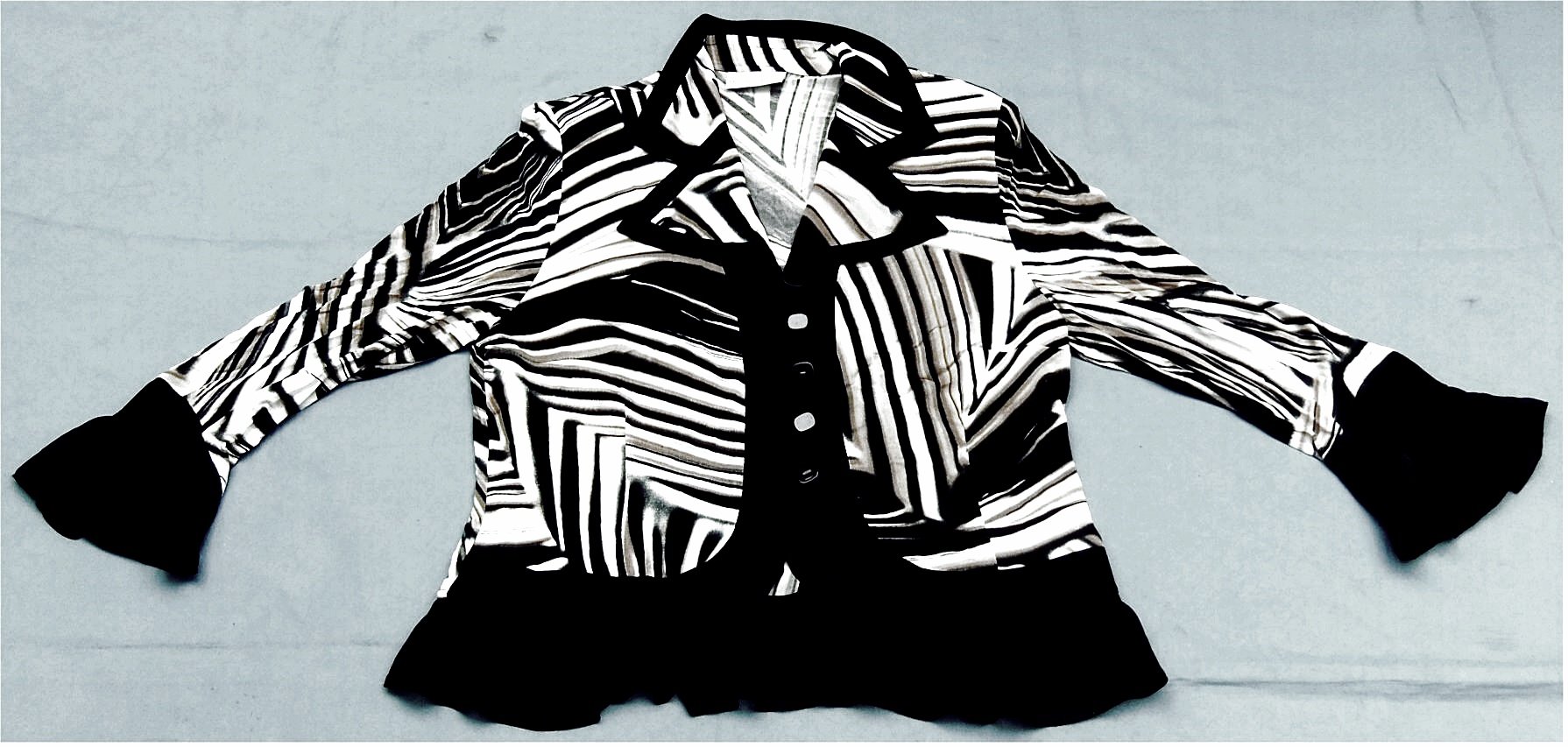 Hermann Lange Jacke - in schwarzweiß-bräunlich  , Größe 42