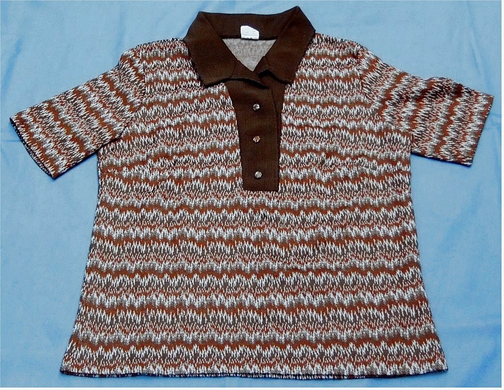 Kurzarm Polo-Shirt von Bayer - Größe 42 - Braun- Rostfarbig gezackt