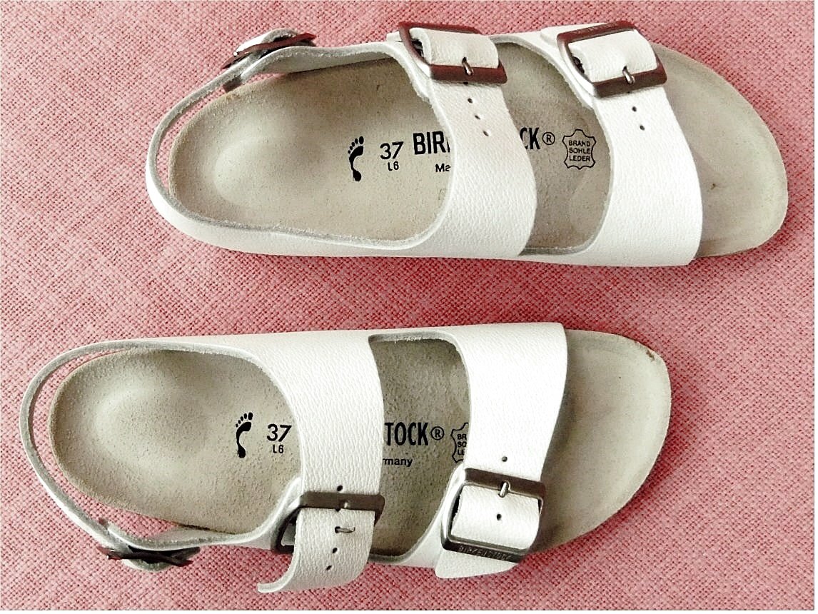 Birkenstock Milano Sandalen - Größe 37 - Naturleder weiß / schmal - Art.Nr. 034133