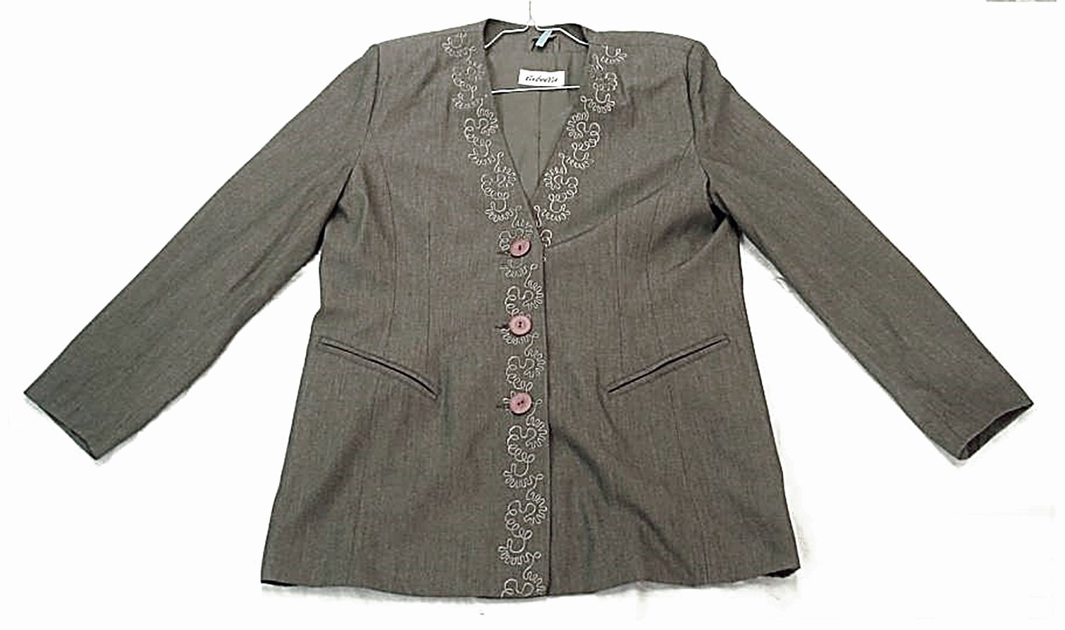 Damenjacke labella - Größe M - grünlichgrau - Mit Stickerei