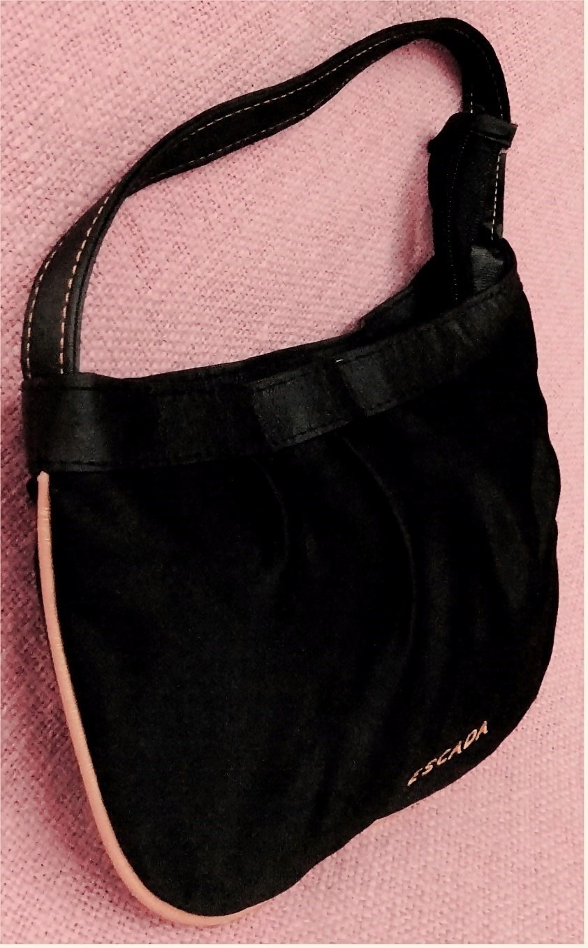 kleine Parfüm-Tasche  / Beauty Case von Escada - schwarz / innen goldfarbig - unbenutzt - wie neu