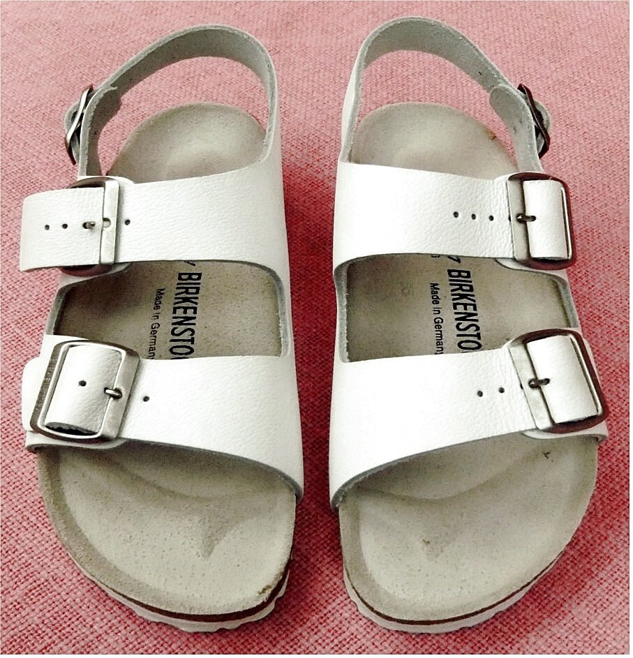 Birkenstock Milano Sandalen - Größe 37 - Naturleder weiß / schmal - Art.Nr. 034133