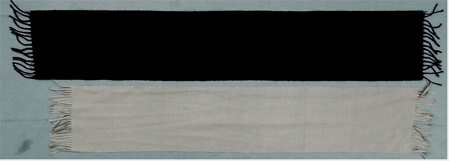 2 x Herren-Schal - Wollfilz Baumwollmischung in schwarz - Schafwolle in hellgau