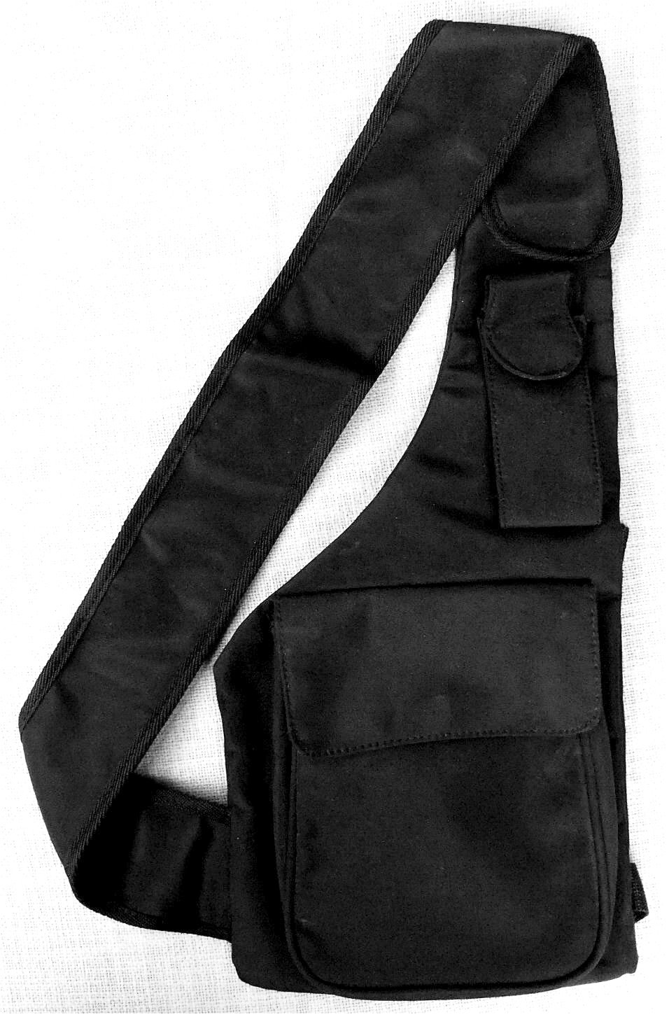 flache schwarze Umhängetasche aus Polyester - unbenutzt