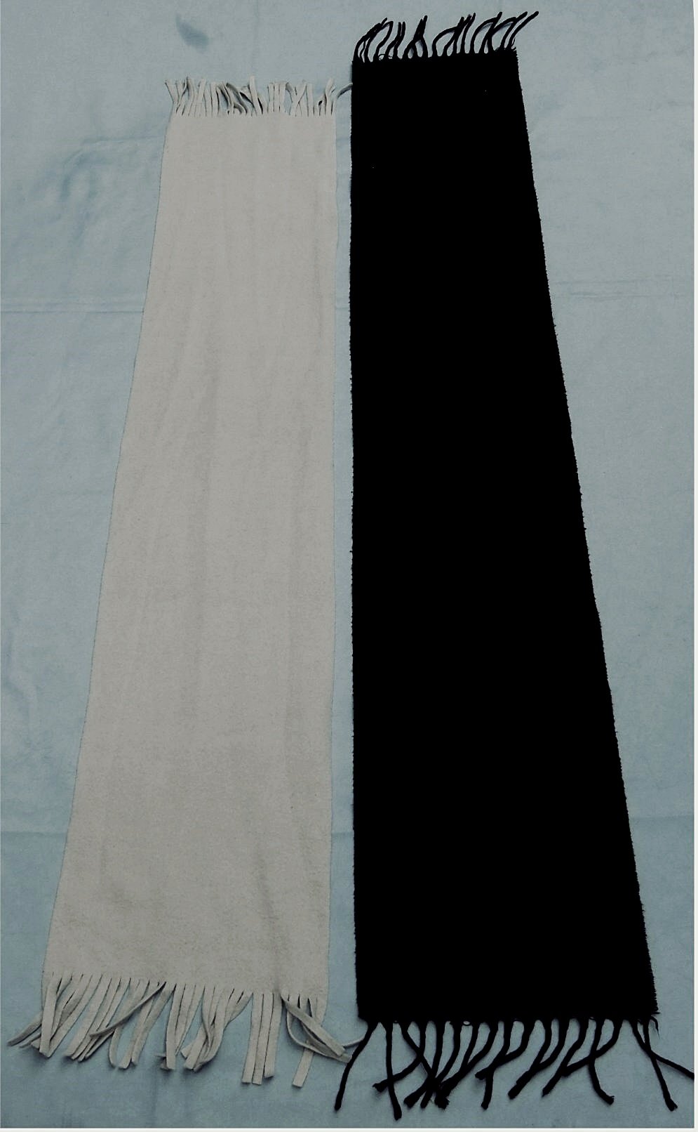 2 x Herren-Schal - Wollfilz Baumwollmischung in schwarz - Schafwolle in hellgau