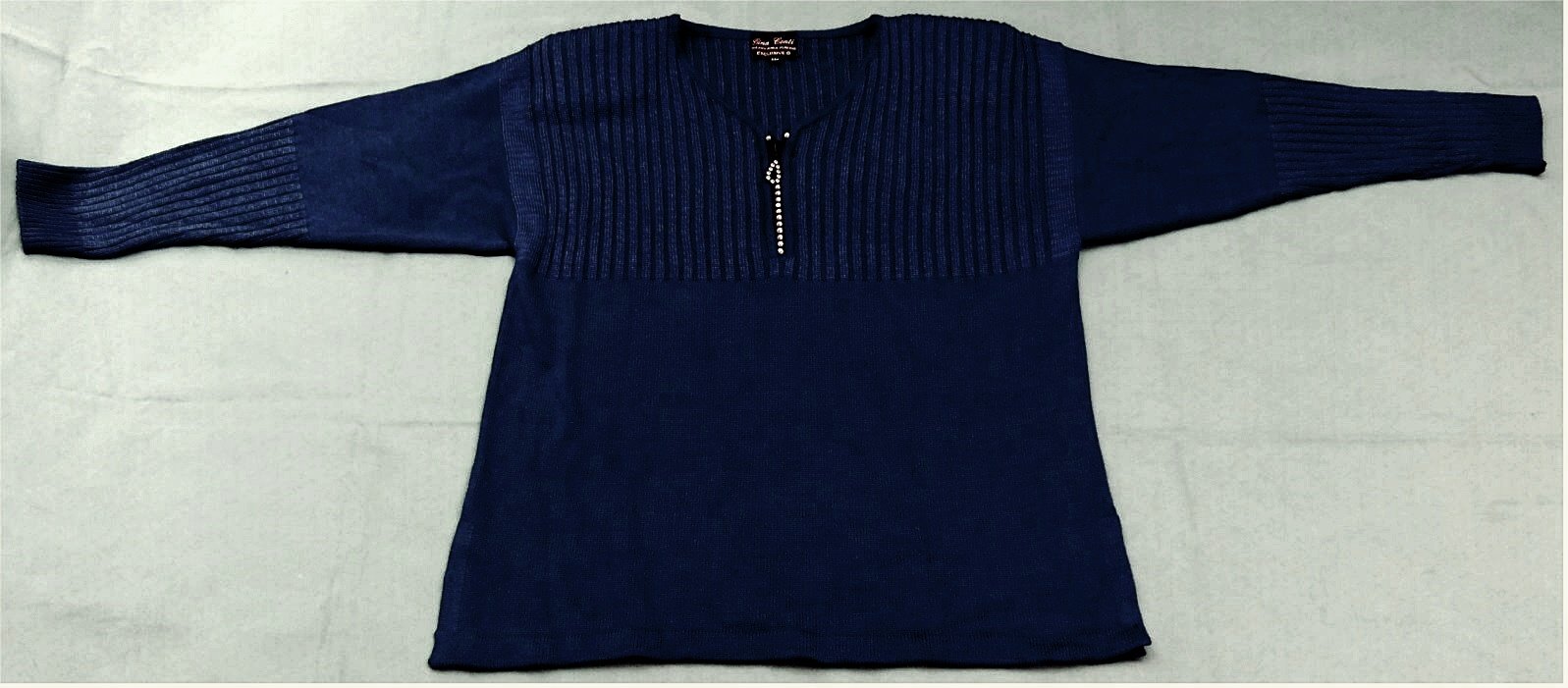 Gina Conti Damen-Pullover / Pulli im kräftigen blau - Mit großspurigem Glitzer-Reißverschluß - Größe 44