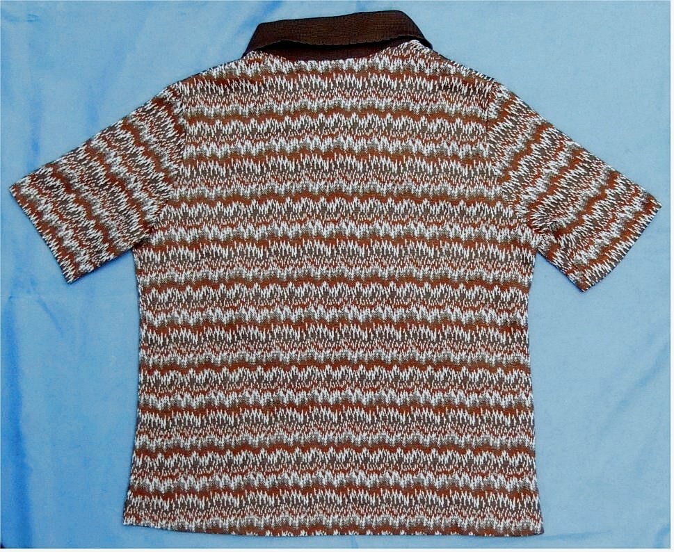 Kurzarm Polo-Shirt von Bayer - Größe 42 - Braun- Rostfarbig gezackt