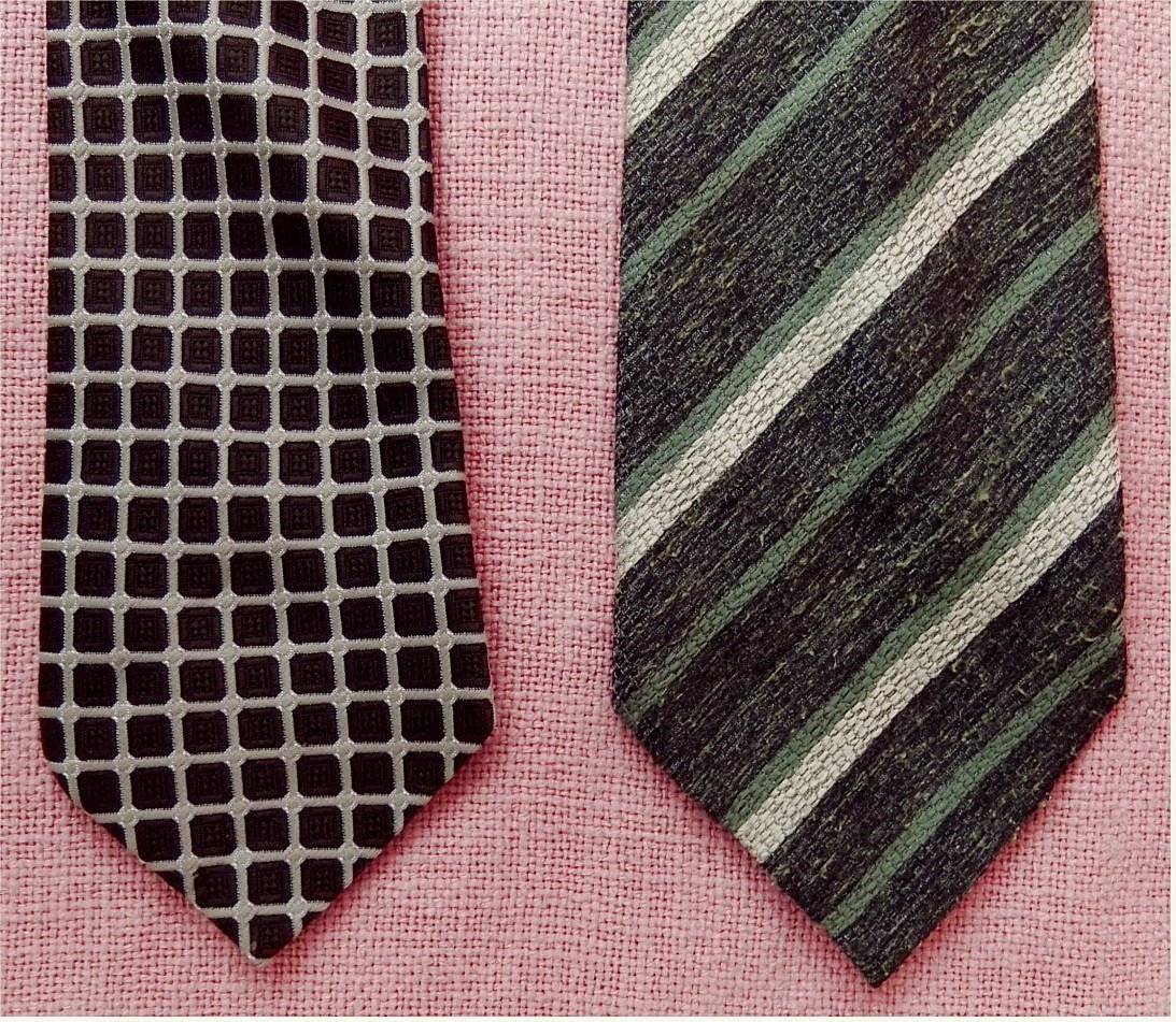 2 Herren-Krawatten ( Exclusive - Trevira ) aus Polyester - gestreift und kariert