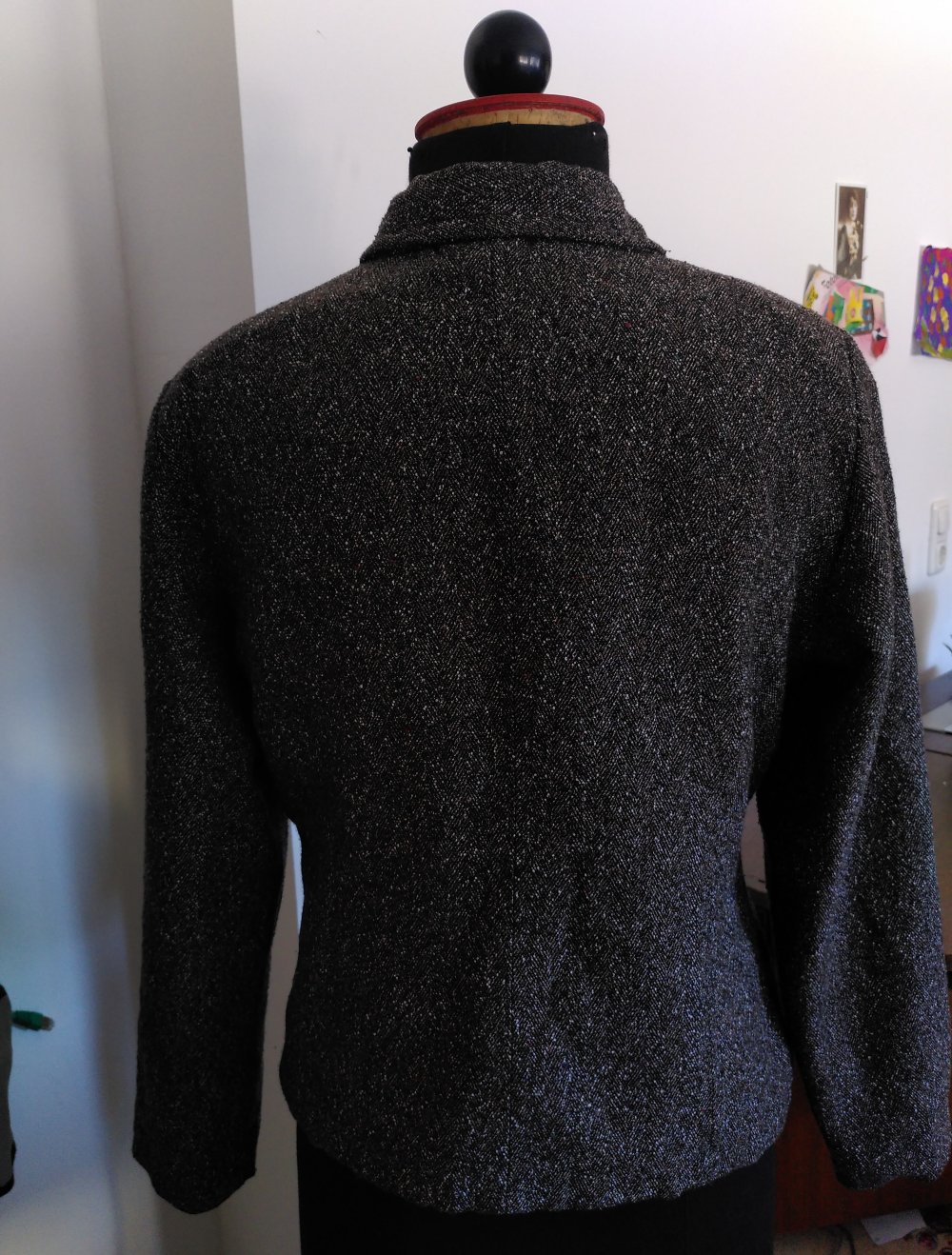 Kurzer Blazer Fischgrät-Muster Gr. 38