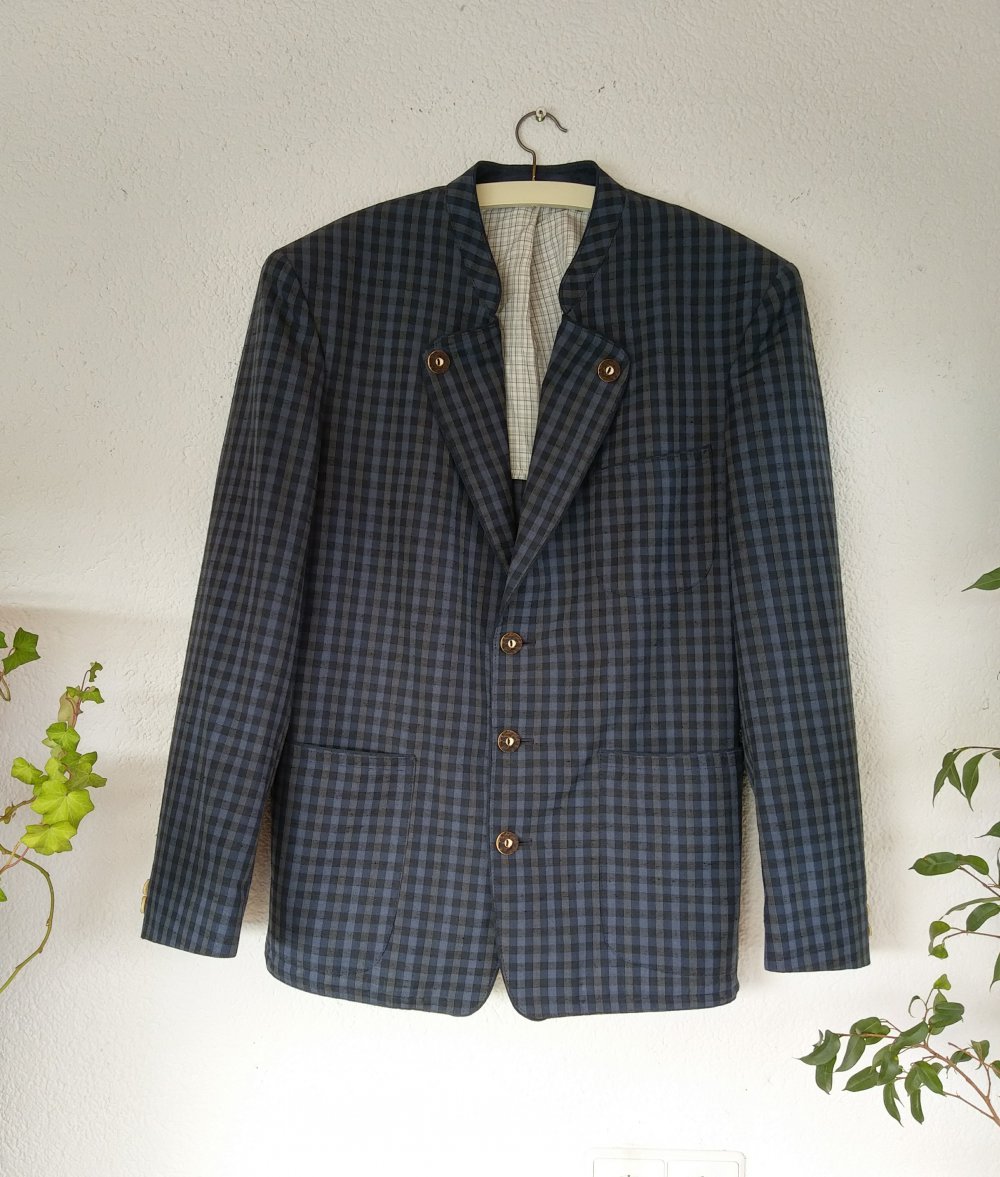 Trachtenjackett-Sakko blau-kariert von Steinbock made in Tirol (Größe 48) 
