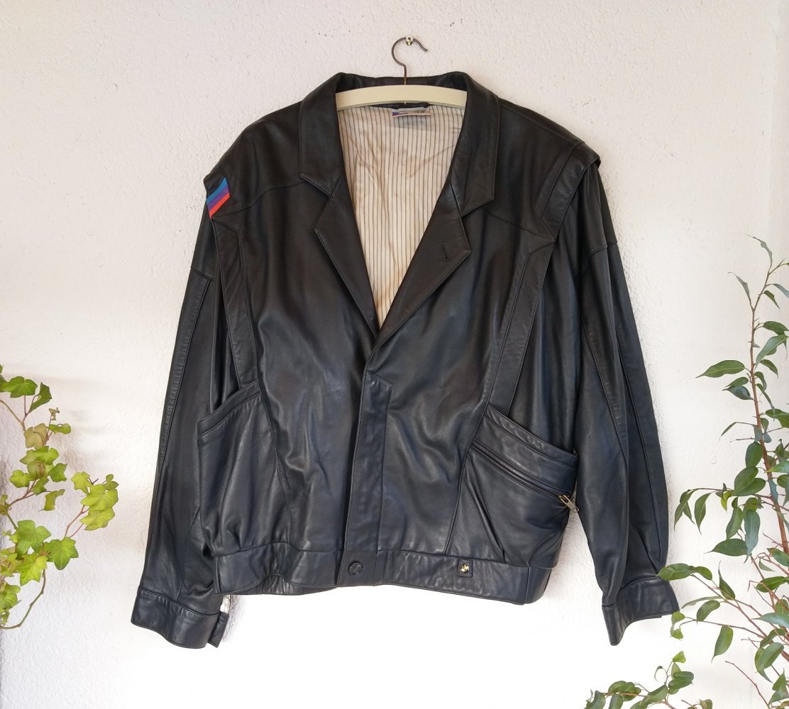 80er Jahre BMW Style Lederjacke Größe 48-M