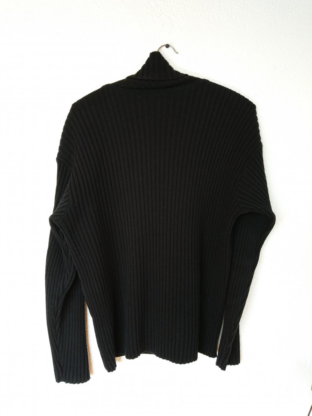 Schwarzer Rollkragenpullover Strick/ Samt schwarz ca. Größe 38/40
