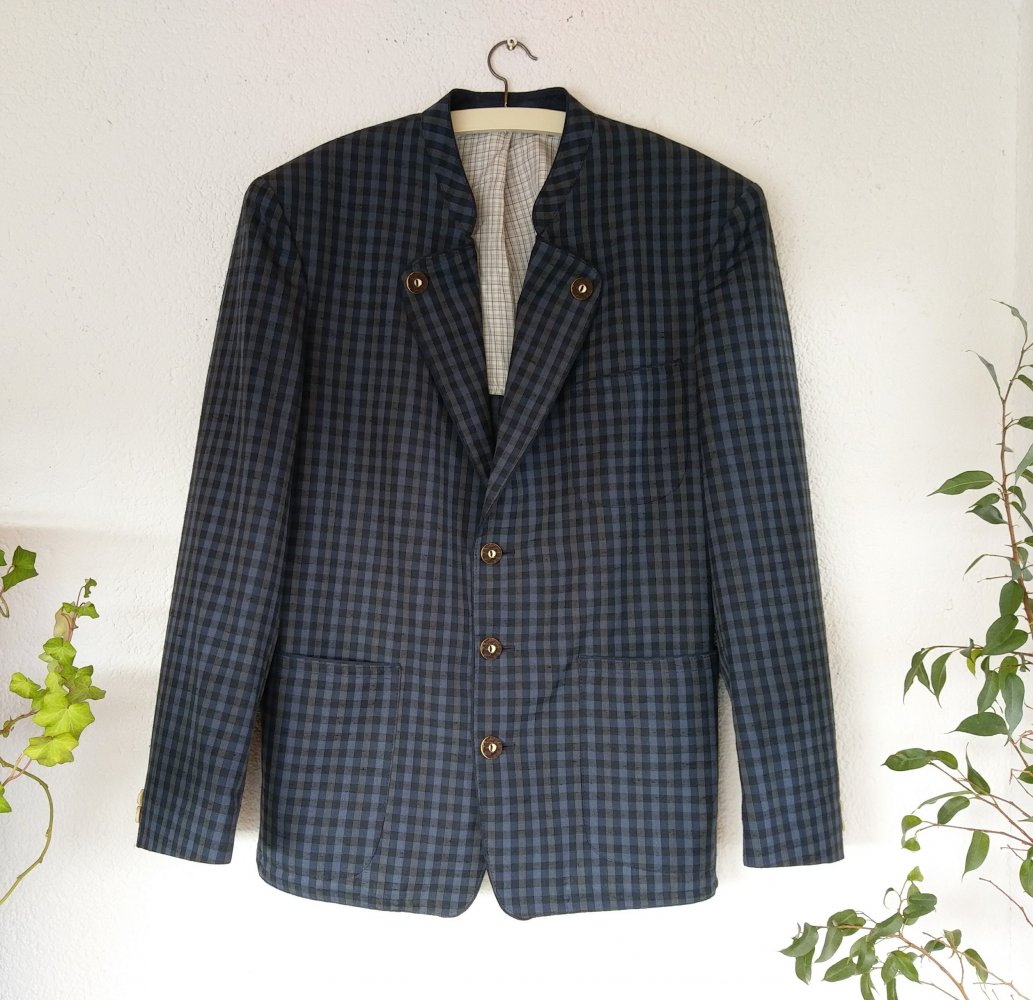 Trachtenjackett-Sakko blau-kariert von Steinbock made in Tirol (Größe 48) 