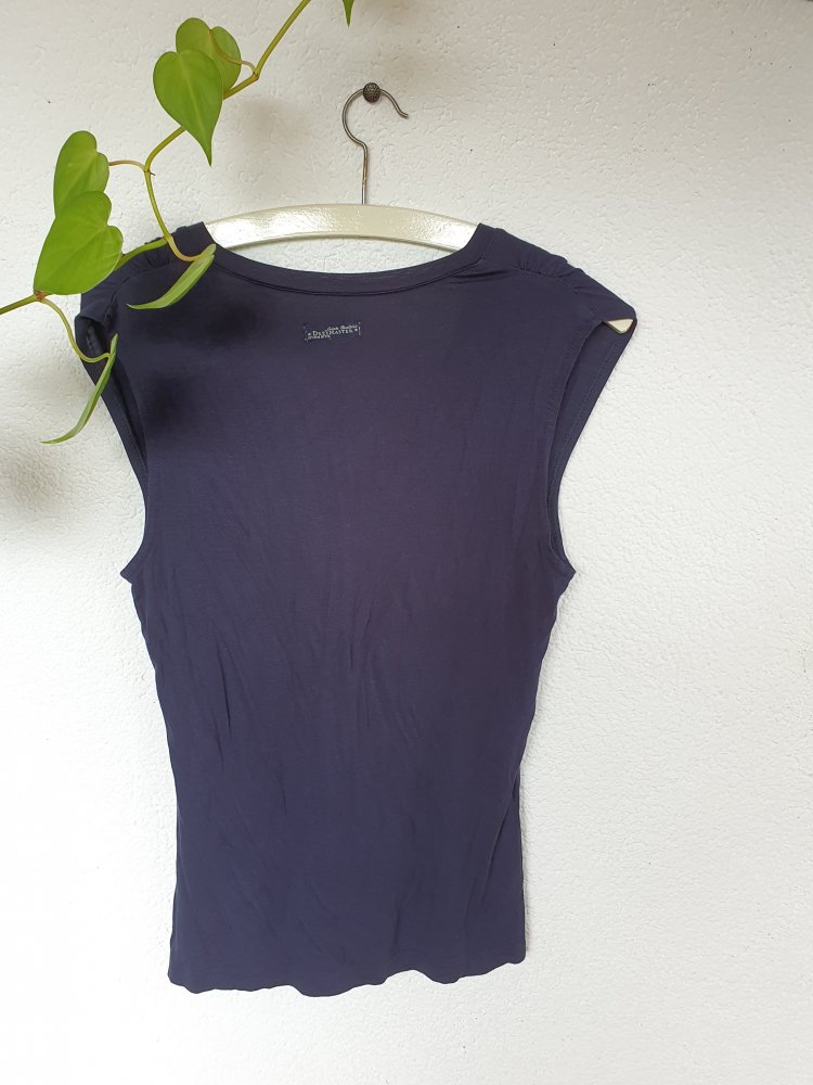 Dunkelblaues T-Shirt/ Top aus Viskose von DreiMaster Größe S