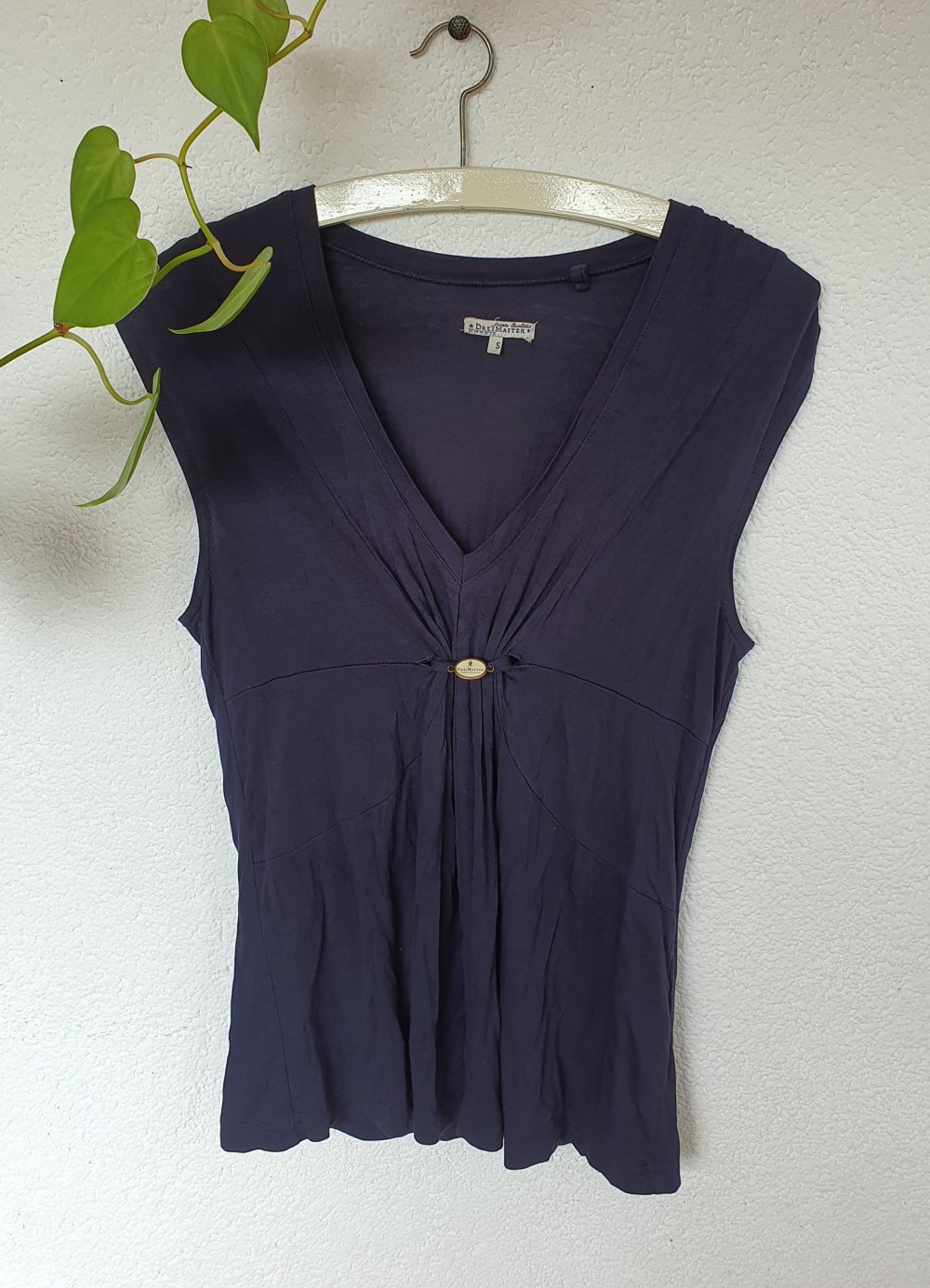 Dunkelblaues T-Shirt/ Top aus Viskose von DreiMaster Größe S