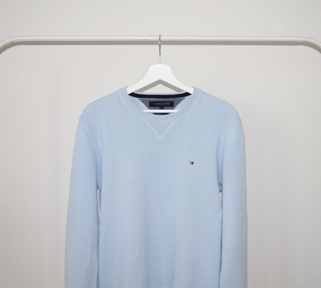 Sky Blue Premium Cotton Strickpullover von Tommy Hilfiger