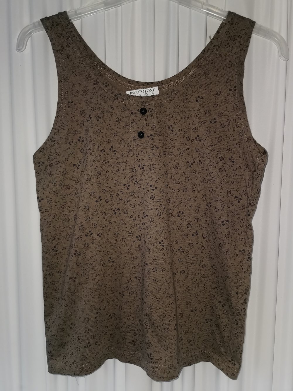 Niedliches Damen Top, Khaki, mit Blümchen, Größe 40/42