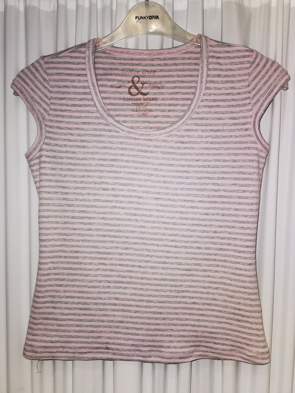 Rosa/Grau gestreiftes Shirt von Fashion Kenny in Größe S