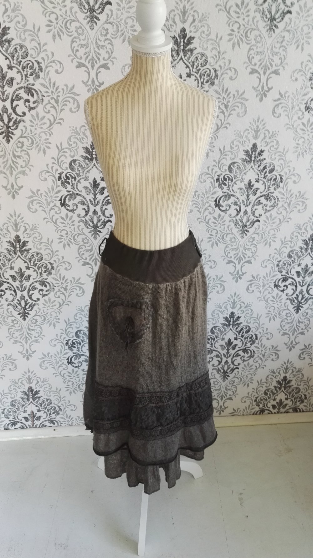 Rock Knöchellanger Rock Wolle Strickrock Gr. 36-40