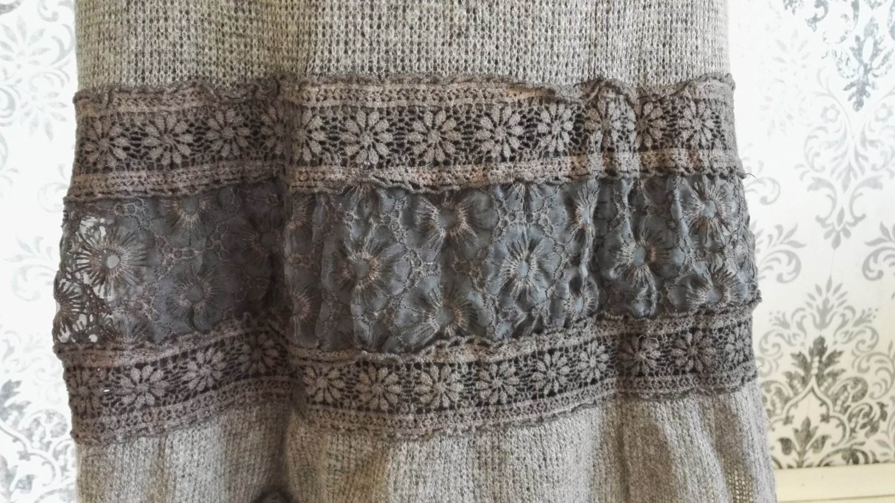 Rock Knöchellanger Rock Wolle Strickrock Gr. 36-40