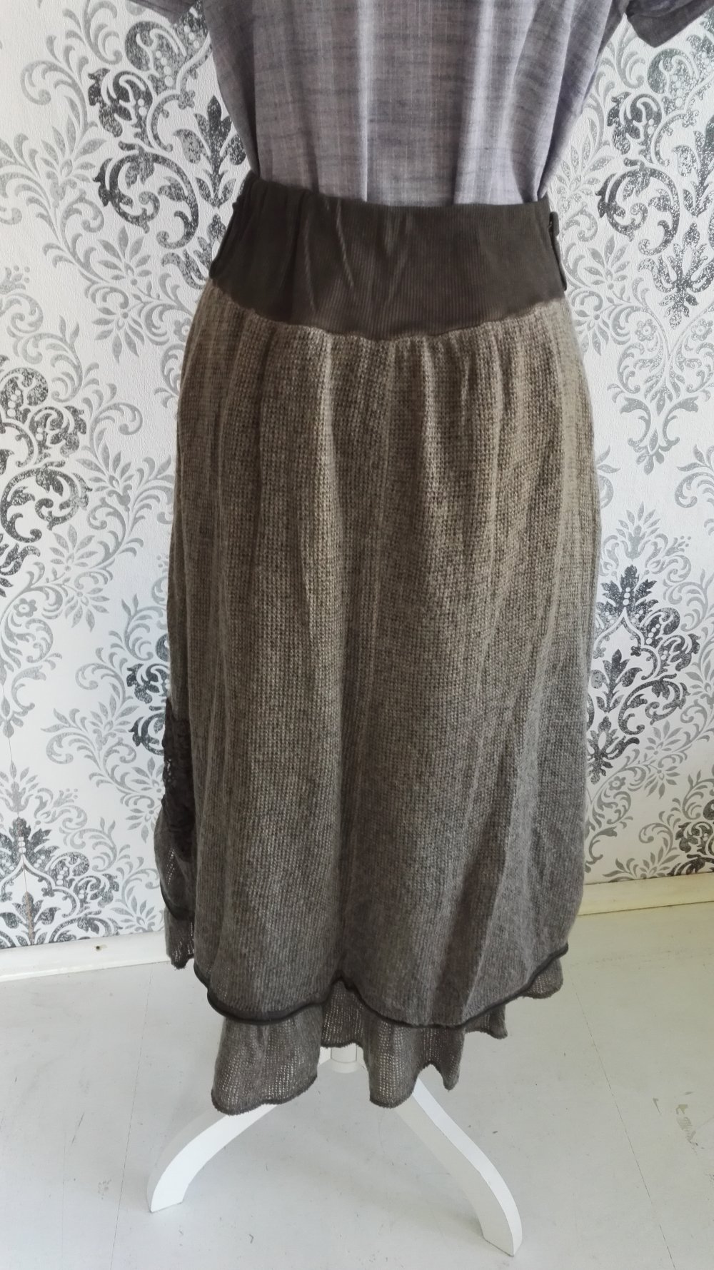 Rock Knöchellanger Rock Wolle Strickrock Gr. 36-40