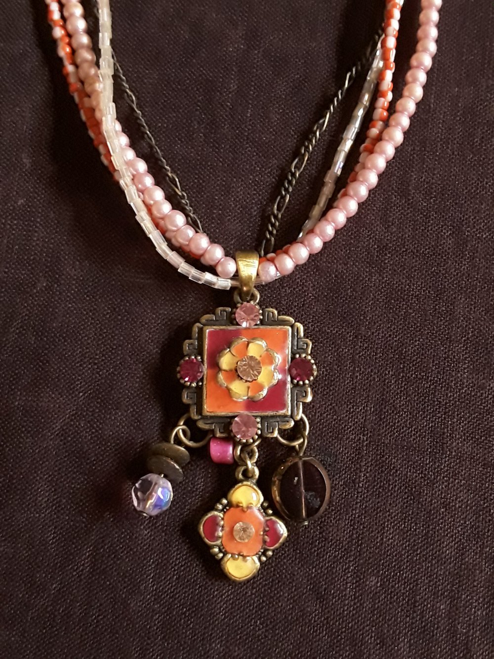 Schmuck Set Ring Kette bunt Handarbeit