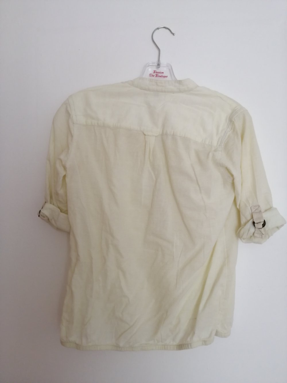 Zitronengelbe Bluse 2 Ersatzknöpfe mit 3/4 Ärmeln