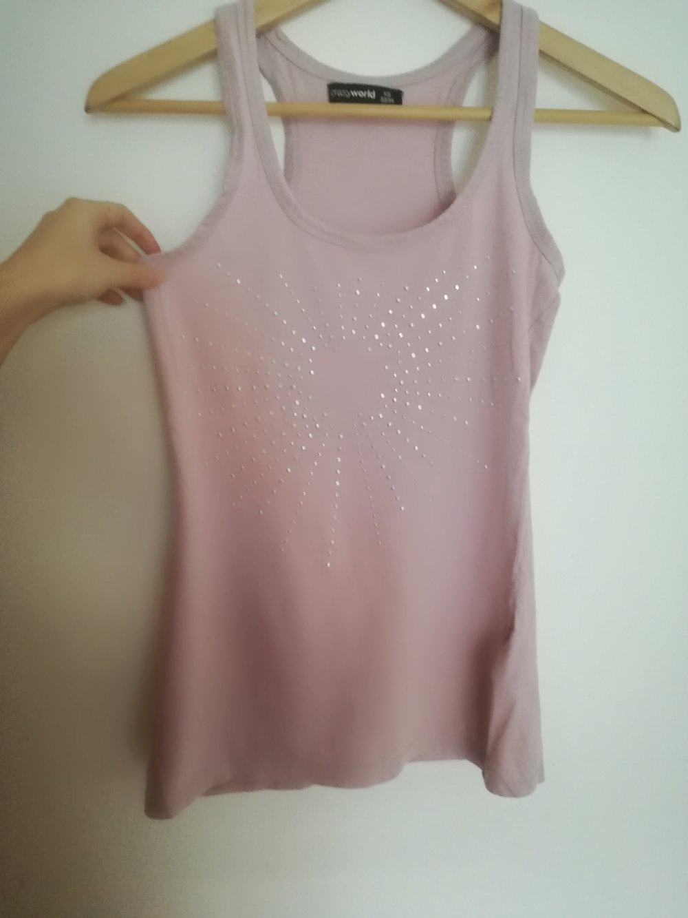 Rose farbendes Top mit Glitzersteinen