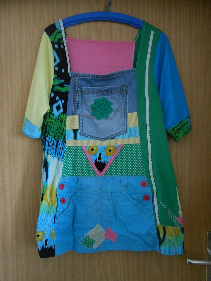 Tunika Upcycling Handarbeit Etsy unikat Gr. 46