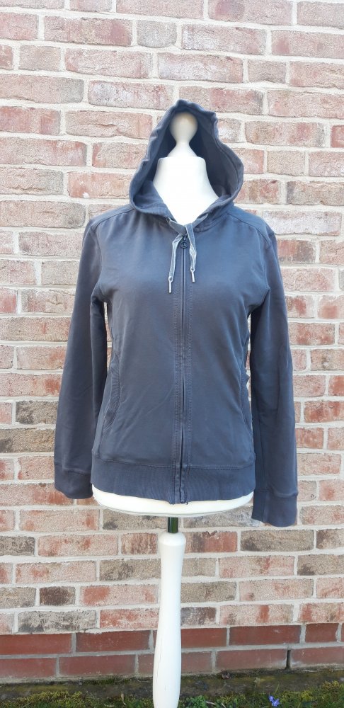 Dunkelgraublaue Sweatjacke mit Kapuze