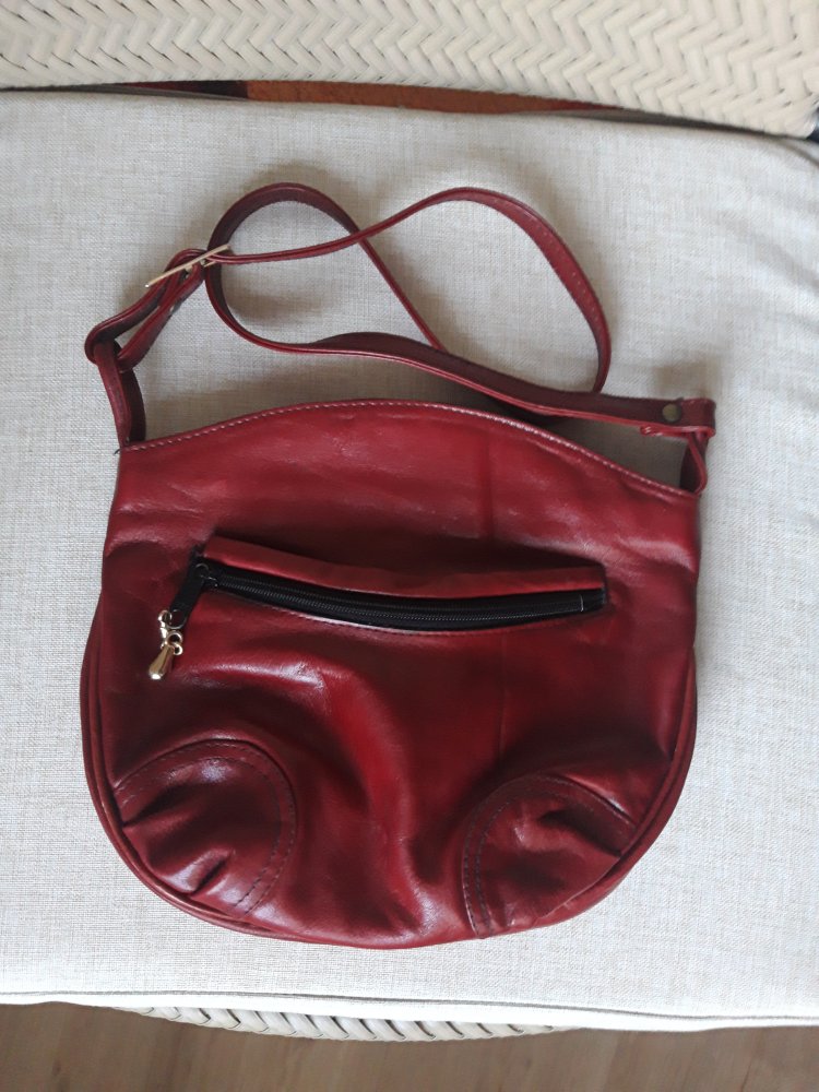 Weinrote Vintage Tasche aus Leder 