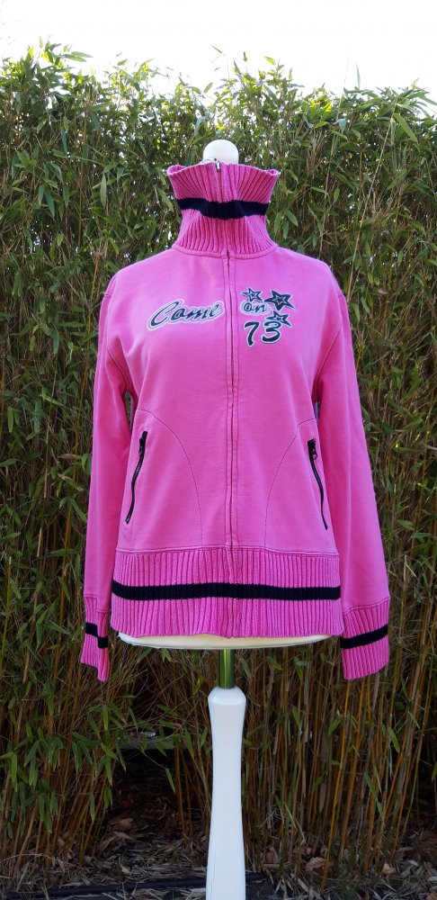 Pinke Sweatjacke im Cheerleader Style