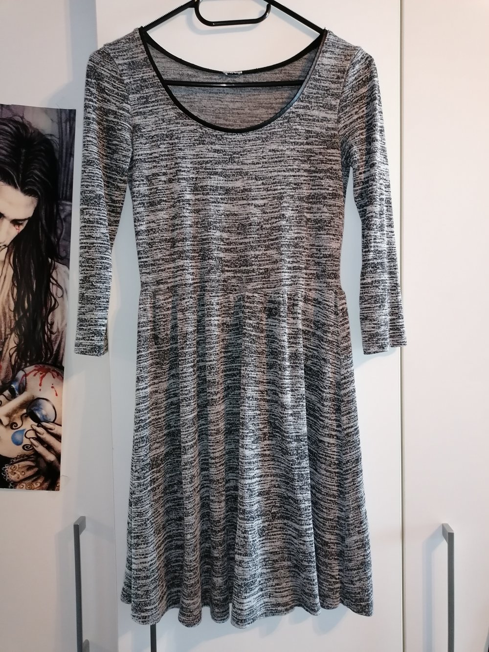 Meliertes Skaterkleid mit 3/4 Ärmeln