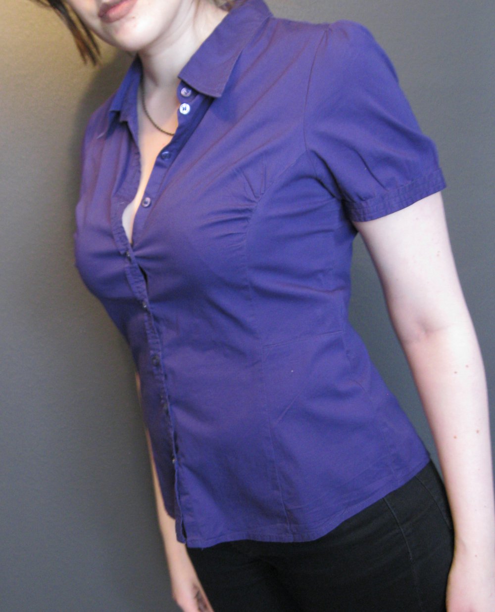 lilafarbene Kurzarm Bluse