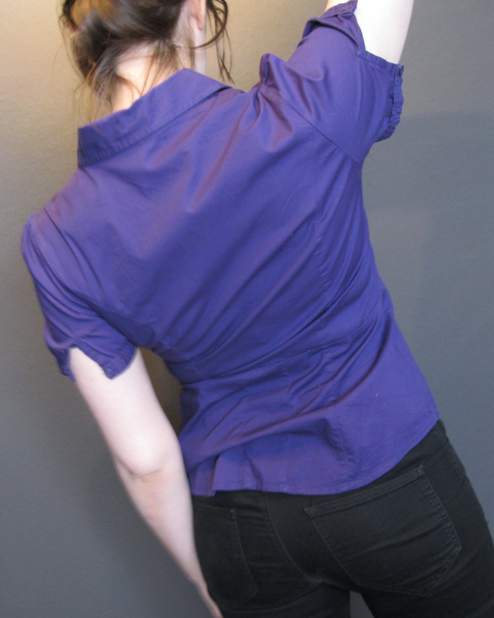 lilafarbene Kurzarm Bluse