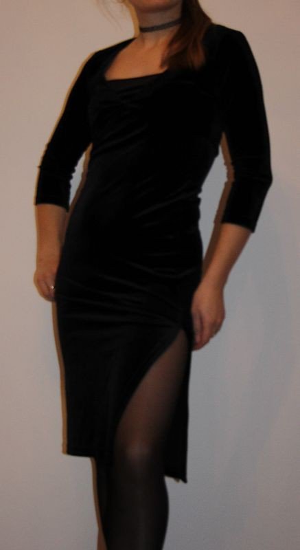 Schwarc Elegant Samtkleid mit Bolero