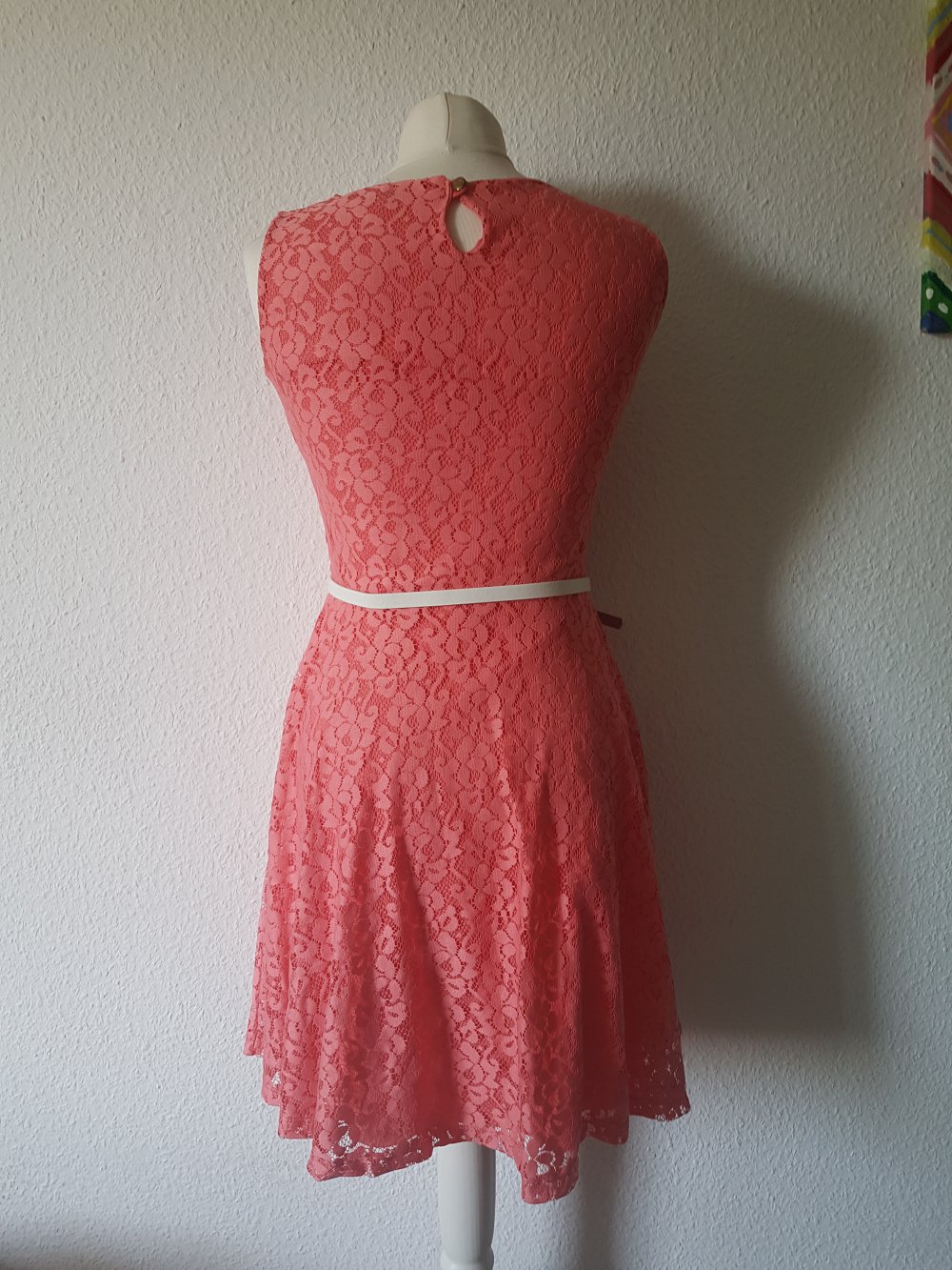 Pfirsich Spitzen Kleid apricot S M