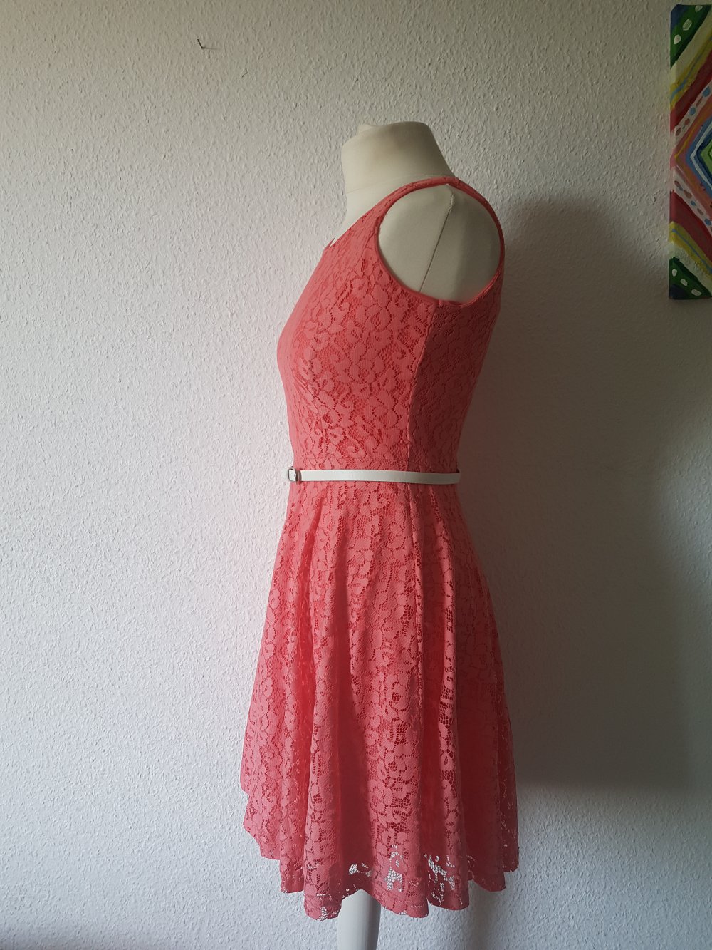 Pfirsich Spitzen Kleid apricot S M