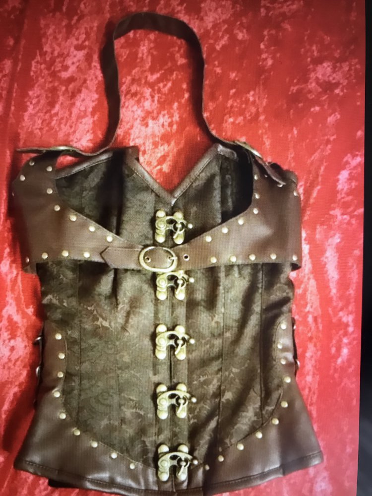 Steampunk Gothic,Neckholder Brokat Korsett NEU mit Stahlgräten,24