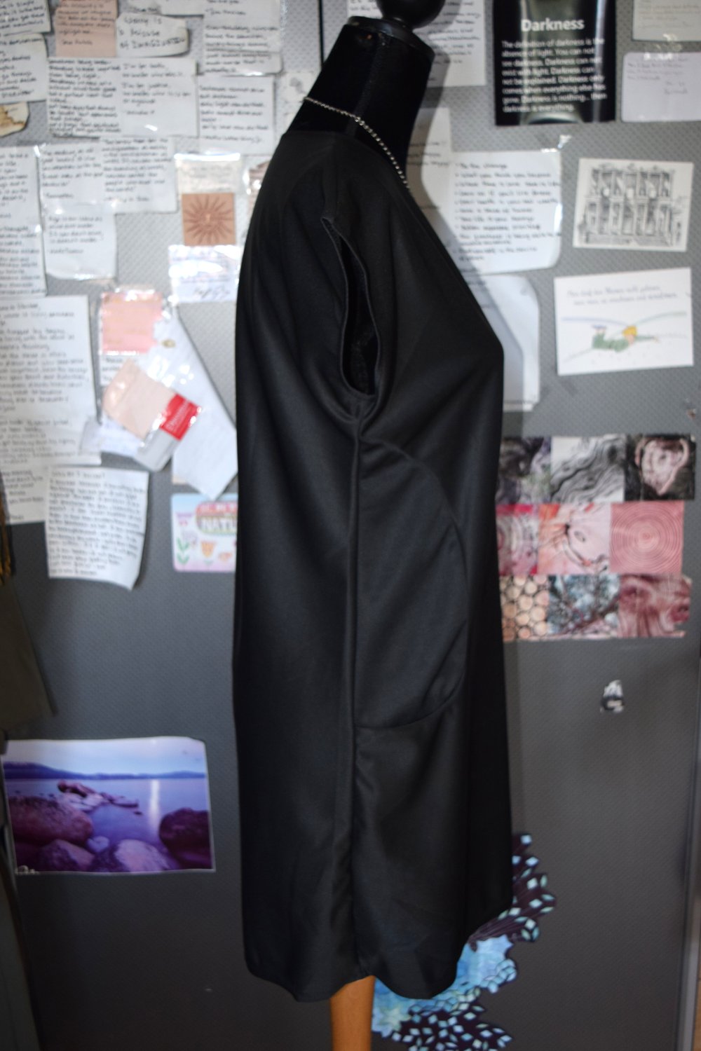 Boho Vintage Schwarzes Sommerkleid Tunika Wet Look Gothic Grunge Emo E Girl Punk Festival Goa Hippie