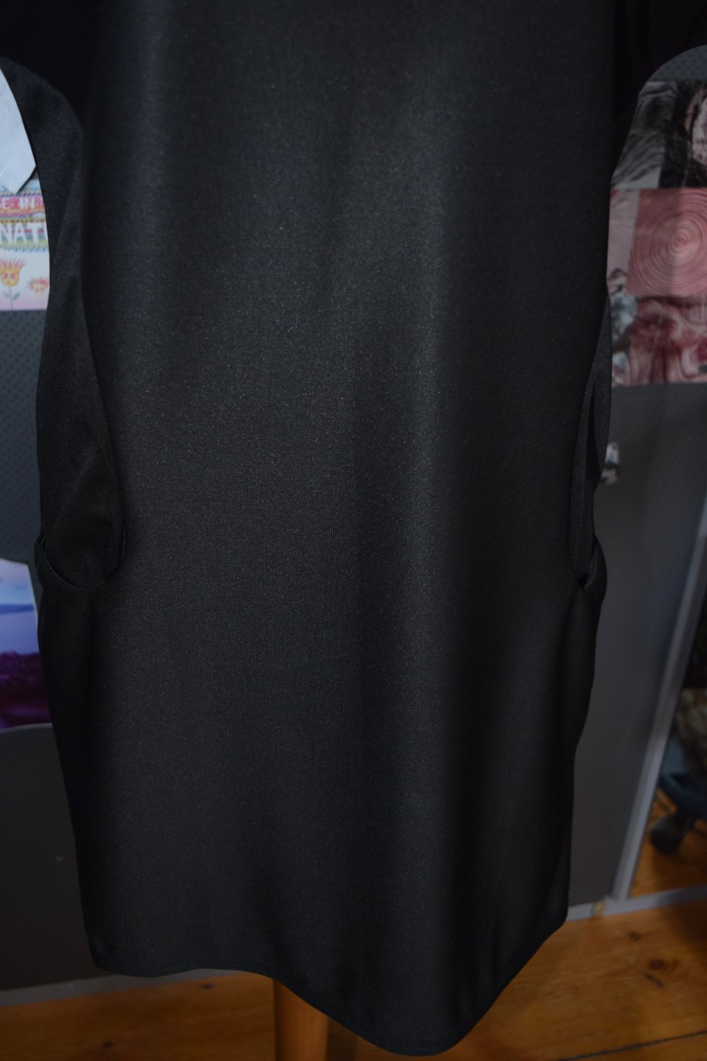 Boho Vintage Schwarzes Sommerkleid Tunika Wet Look Gothic Grunge Emo E Girl Punk Festival Goa Hippie