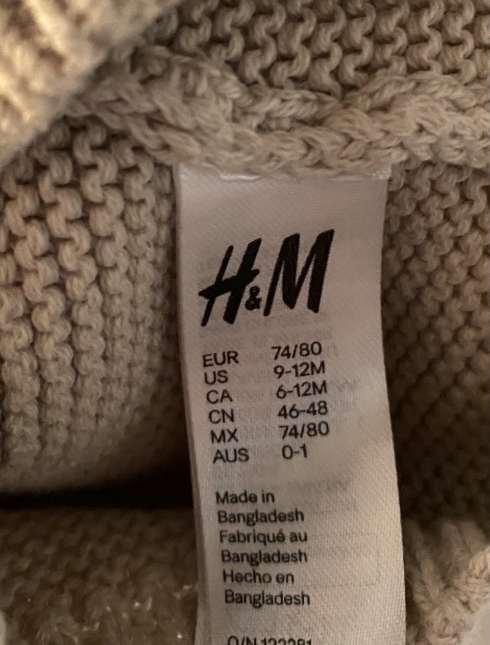 Mütze h&m mit Ohren beige 74 80