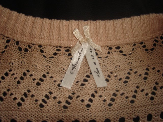 Primark Häkel Weste kurzärmlig rosa mit goldenem Lurexfaden Neuwertig 