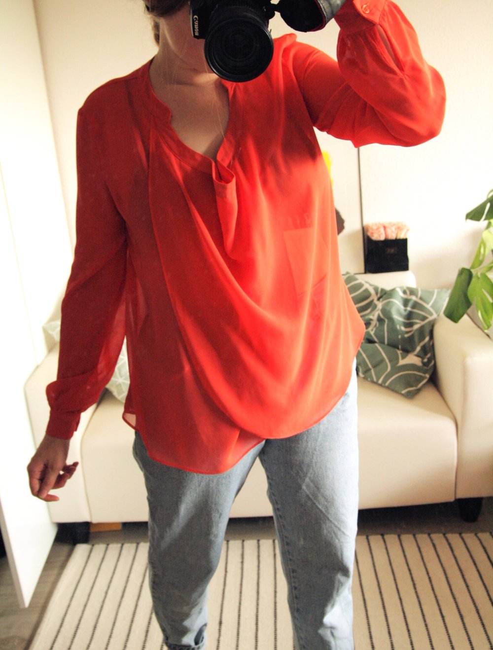 Wasserfall Bluse transparent Gr M