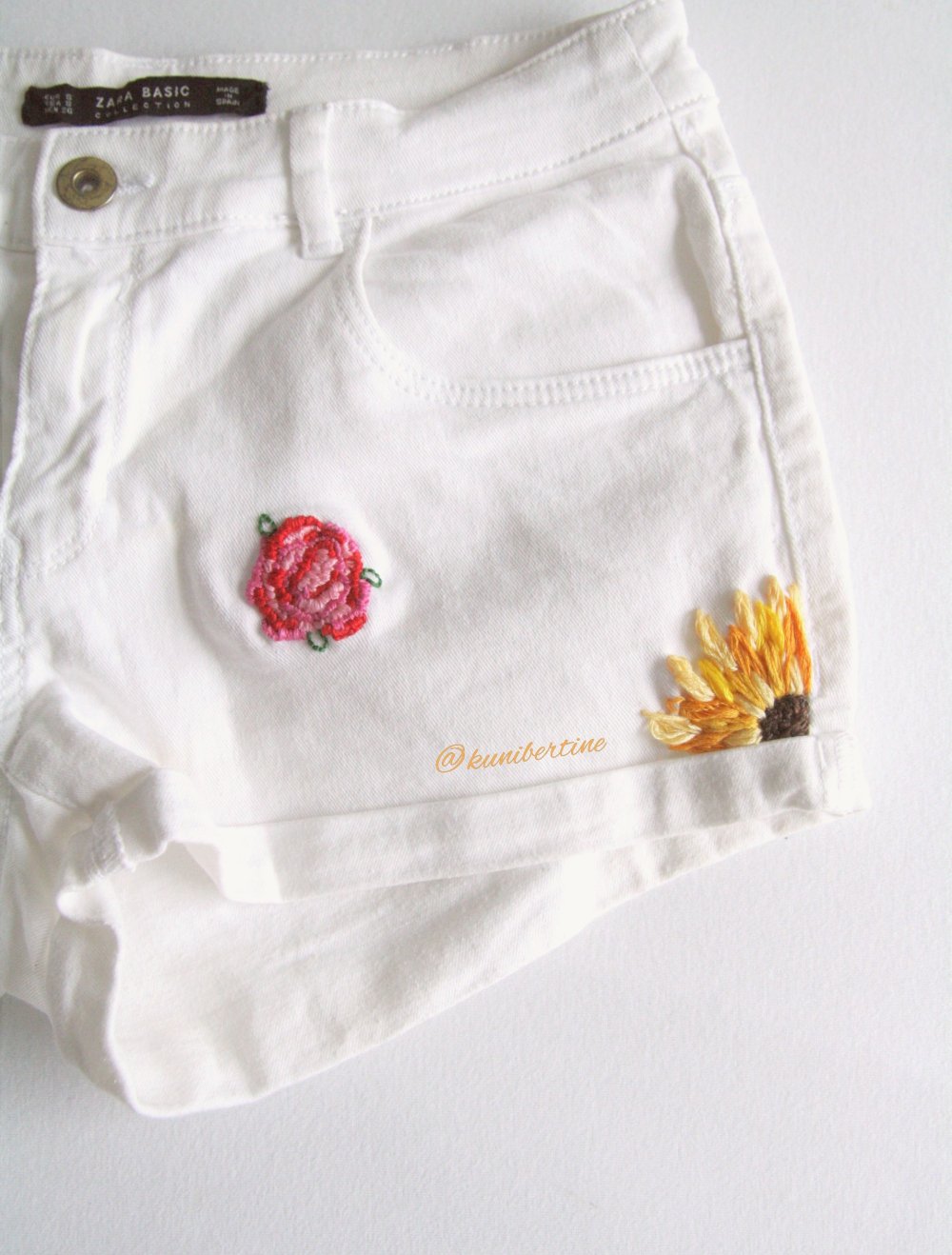 Jeans Hotpants mit Flower Embroidery