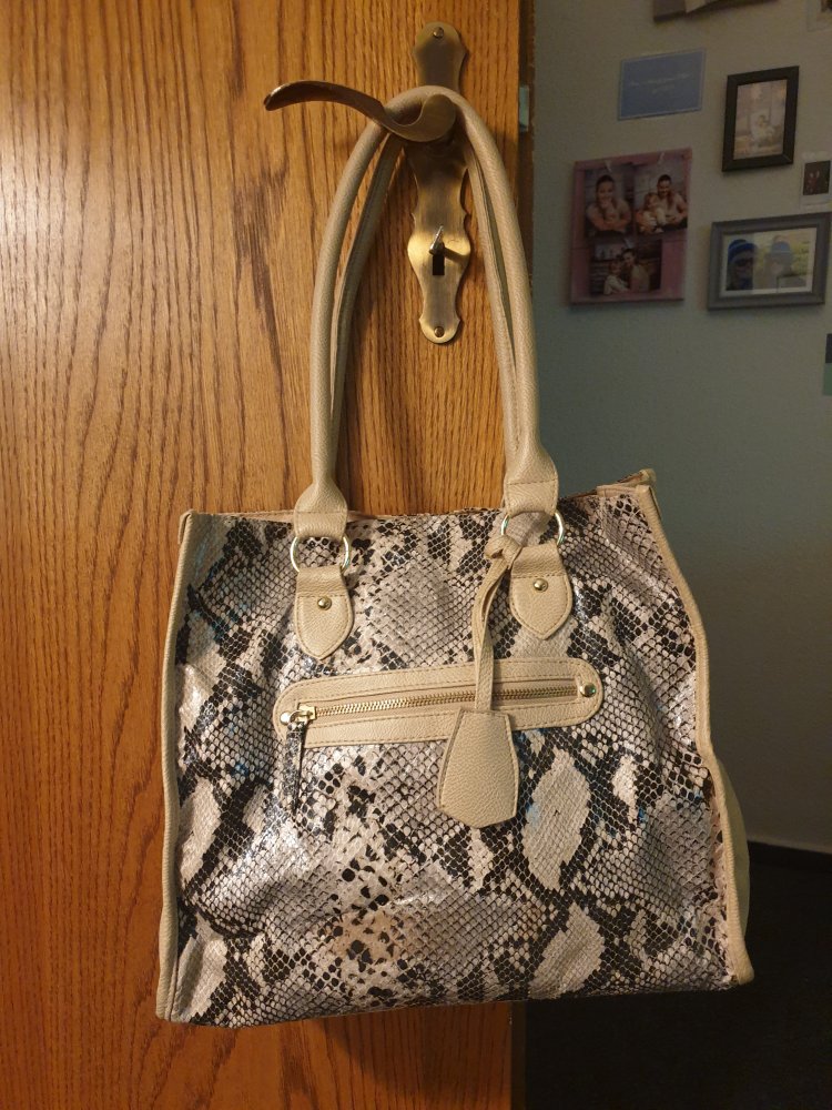 Beige Schlangenoptik Handtasche